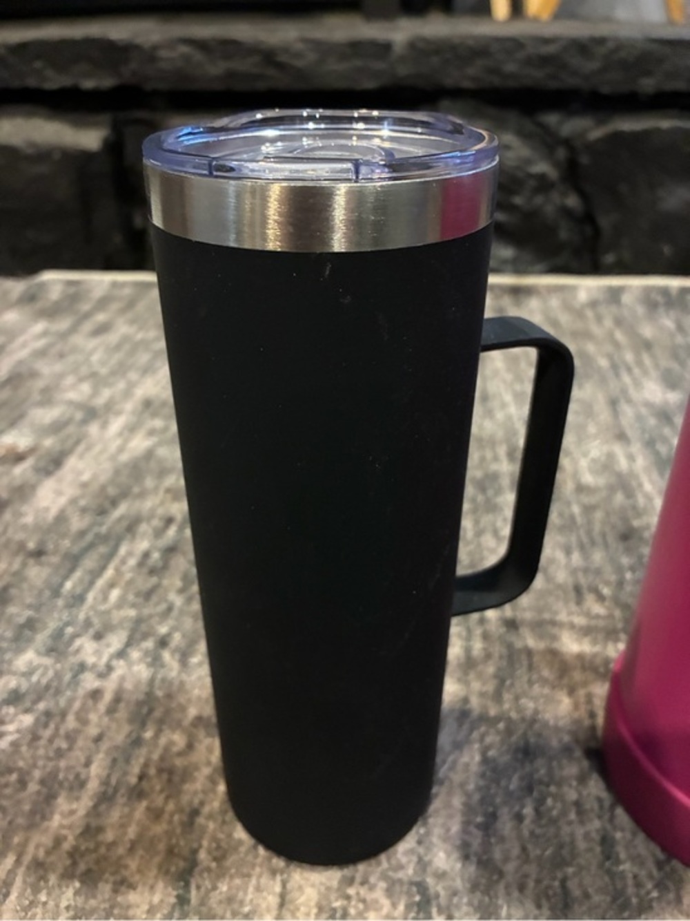 Black Stainless Steel Travel Mug with Handle -